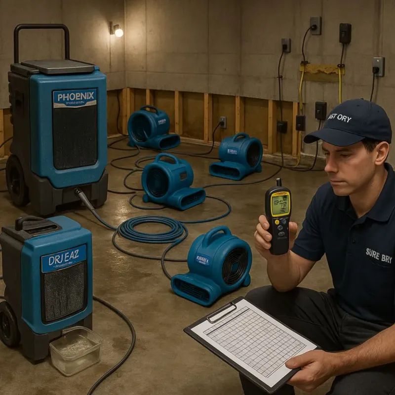 Structural Drying and Dehumidification process in Fairfield Harbour, NC